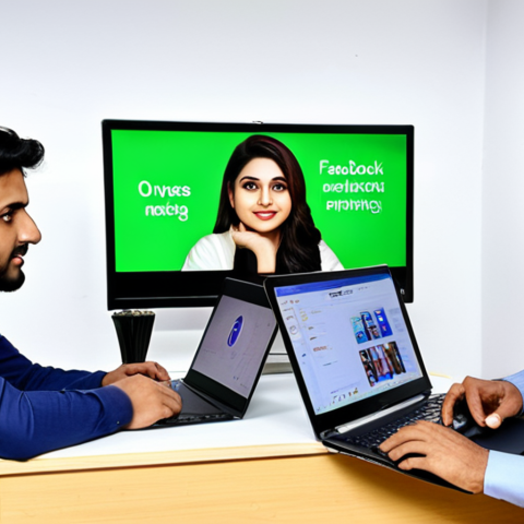 **Prompt:** Vibrant digital marketing scene in Pakistan. A modern office space with diverse team members collaborating on laptops, analyzing data dashboards, and designing mobile-friendly website layouts. Focus on the energy and innovation of digital advertising, incorporating elements like Facebook Ads, Google Ads, and social media marketing strategies. Subtle Urdu calligraphy in the background.
